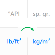 Use a unit converter for the specific gravity of stock-tank oil to convert from lb/ft3 (pound per cubic foot) to kg/m3 (kilogram per cubic meter).