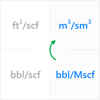 Use a unit converter for the gas formation volume factor to convert from barrels of reservoir gas per thousand standard cubic feet (bbl/Mscf) to cubic meters of reservoir gas per one standard cubic meter (m3/sm3).