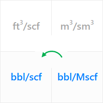 Use a unit converter for the gas formation volume factor to convert from barrels of reservoir gas per thousand standard cubic feet (bbl/Mscf) to barrels of reservoir gas per one standard cubic foot (bbl/scf).