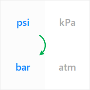 Use a unit converter for the pressure to convert from pound per square inch (psi) to bar.