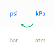 Use a unit converter for the pressure to convert from kilopascal (kPa) to pound per square inch (psi).
