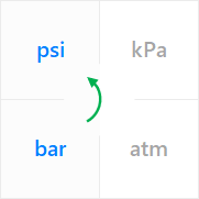 Use a unit converter for the pressure to convert from bar to pound per square inch (psi).