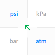 Use a unit converter for the pressure to convert from standard atmosphere (atm) to pound per square inch (psi).