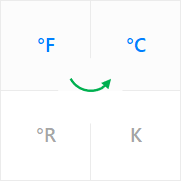 Use a unit converter for the temperature to convert from degree Fahrenheit (°F) to degree Celsius (°C).